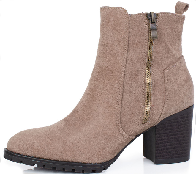 KHAKI DAMSKIE BOTKI NA SŁUPKU ZAMSZOWE GOLIA 3