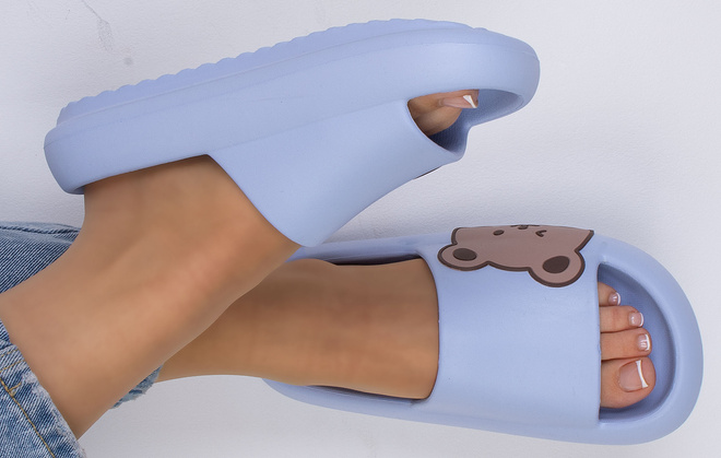 NIEBIESKIE DAMSKIE GUMOWE KLAPKI GRUBA PODESZWA LYNET 4