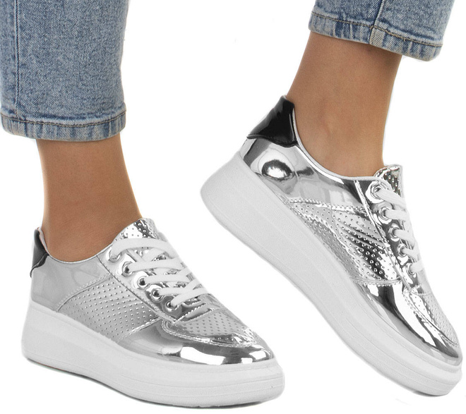 SREBRNE SPORTOWE SNEAKERSY LUZILA 2