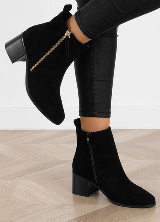 CZARNE DAMSKIE BOTKI NA SŁUPKU ZAMSZOWE NA ZAMEK SARAH