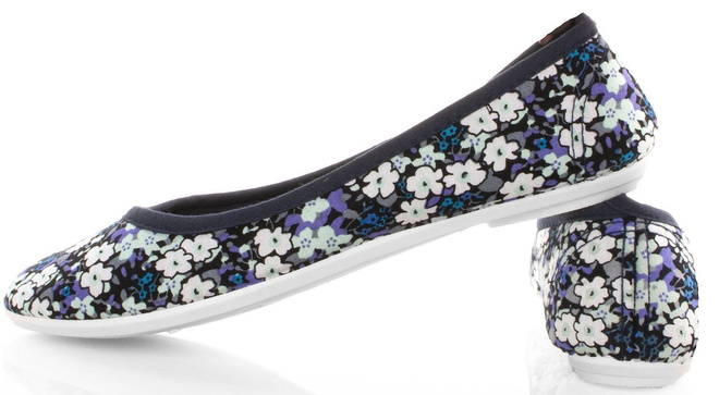 GRANATOWE BALERINKI W KWIATY LUCIES 2