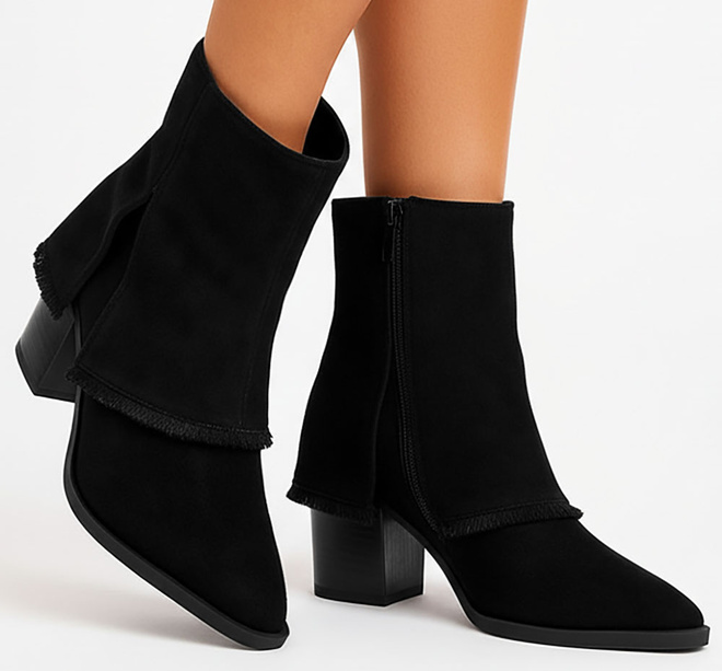 CZARNE DAMSKIE BOTKI NA SŁUPKU ZAMSZOWE ZAMEK ALTERA 2