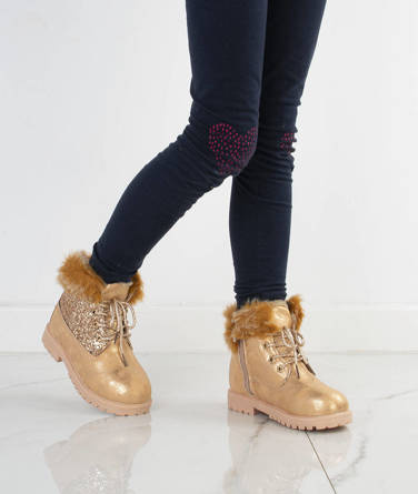 RÓŻOWE BOTKI DZIECIĘCE OCIEPLANE TRAPERKI