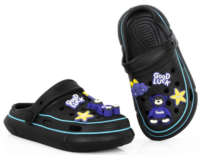 CZARNE KLAPKI DZIECIĘCE WSUWANE  2