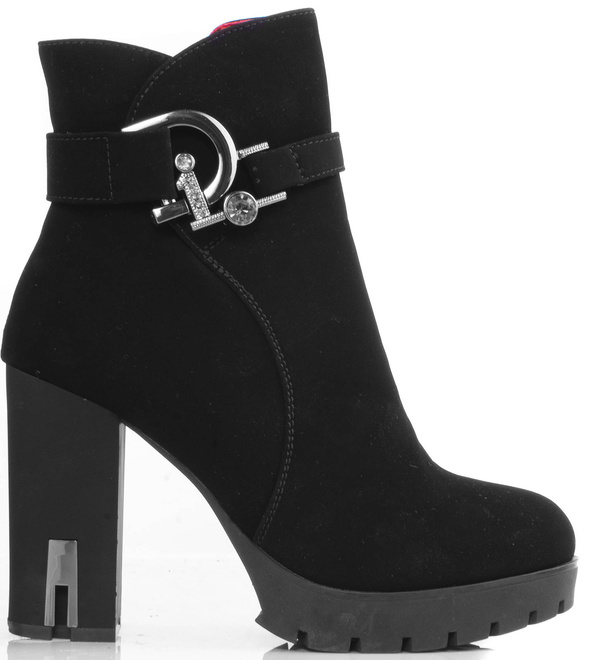 CZARNE OCIEPLANE BOTKI NA SŁUPKU JUPITER 1