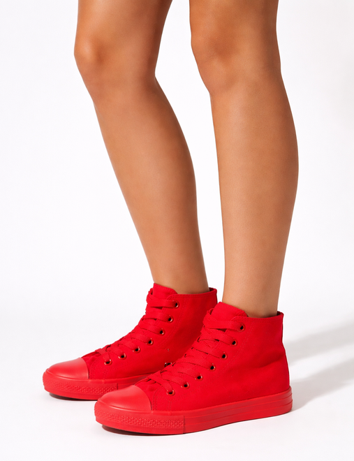 CZERWONE WYSOKIE TRAMPKI TENISÓWKI KLASYCZNE 5