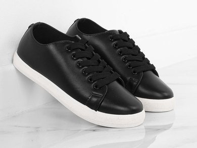 CZARNE SKÓRZANE TENISÓWKI ROLY