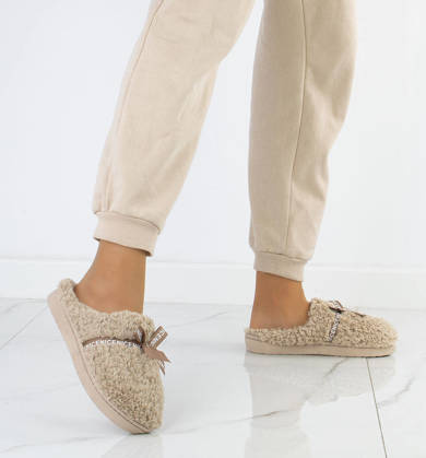 BEŻOWE OCIEPLANE KAPCIE KLAPKI