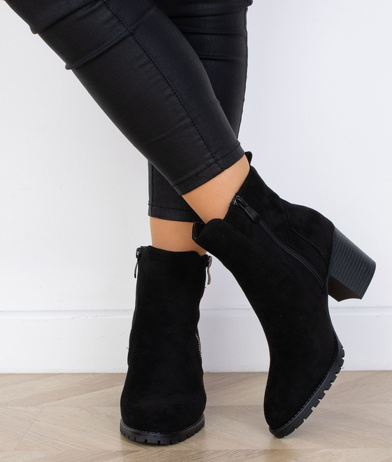 CZARNE DAMSKIE BOTKI NA SŁUPKU ZAMSZOWE GOLIA 6