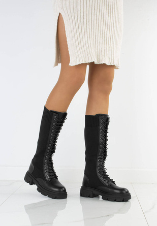 CZARNE BOTKI GLANY WYSOKIE