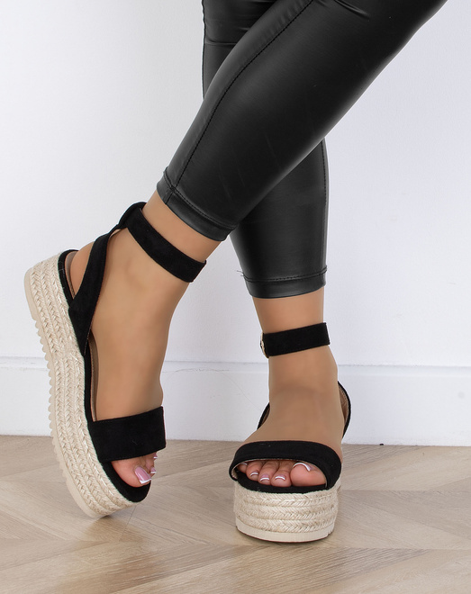 CZARNE SANDAŁY ESPADRYLE DAMSKIE NA PLATFORMIE BILLIE 6