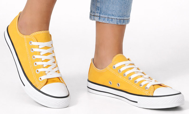 ŻÓŁTE KLASYCZNE NISKIE TRAMPKI TENISÓWKI SZNUROWANE 2