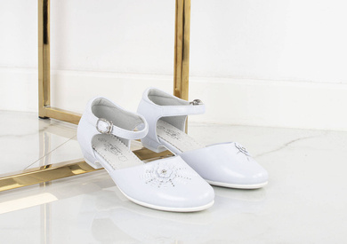 BIAŁE DZIECIĘCE SANDAŁY KOMUNIJNE BALERINY