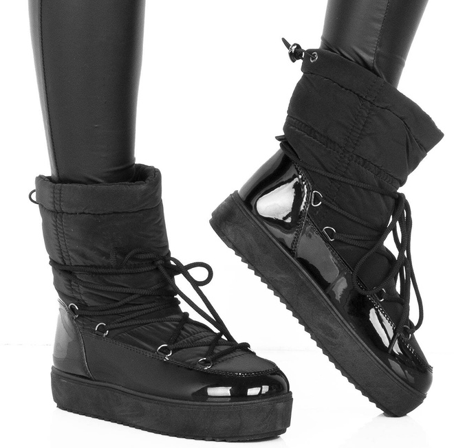 CZARNE ŚNIEGOWCE BOTKI OCIEPLANE WSUWANE  4