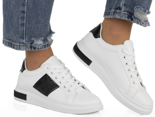 BIAŁE SNEAKERSY TRAMPKI KLASYCZNE NA PLATFORMIE RAINA 2