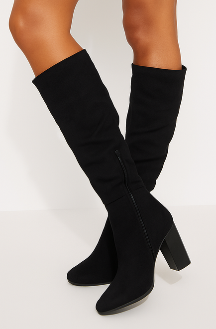 DAMSKIE CZARNE WYSOKIE KOZAKI ZAMSZOWE NA SŁUPKU LORINESS 2