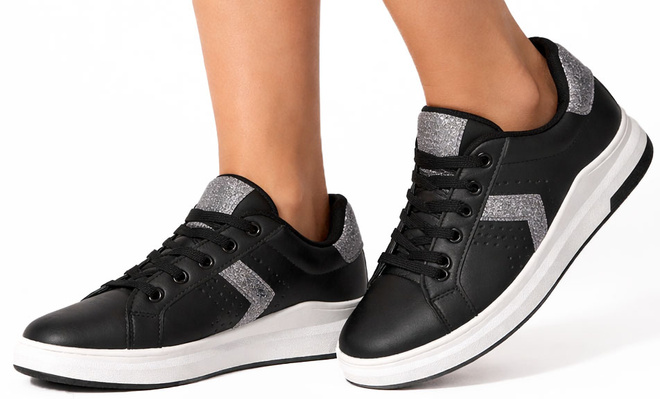 CZARNE TRAMPKI SNEAKERSY NA PLATFORMIE SZNUROWANE 4