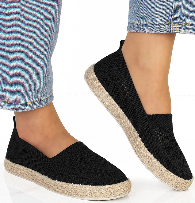 CZARNE KORONKOWE ESPADRYLE TENISÓWKI LUCJA 2