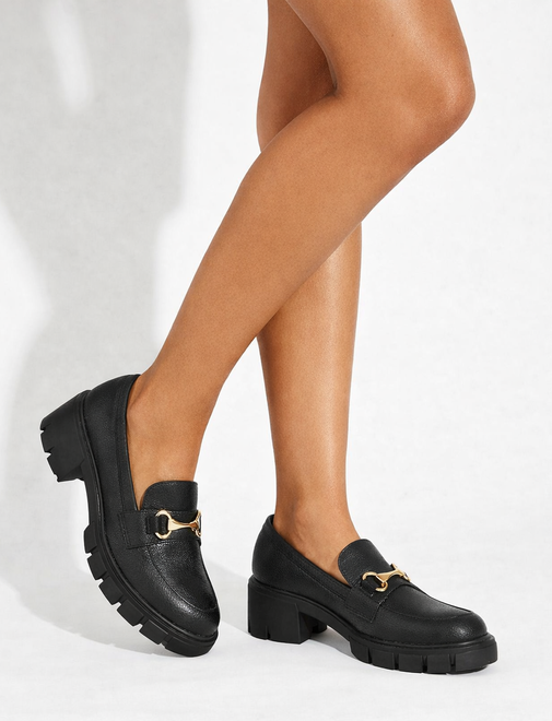 CZARNE PÓŁBUTY MOKASYNY MATOWE Z ŁAŃCUCHEM WSUWANE 5