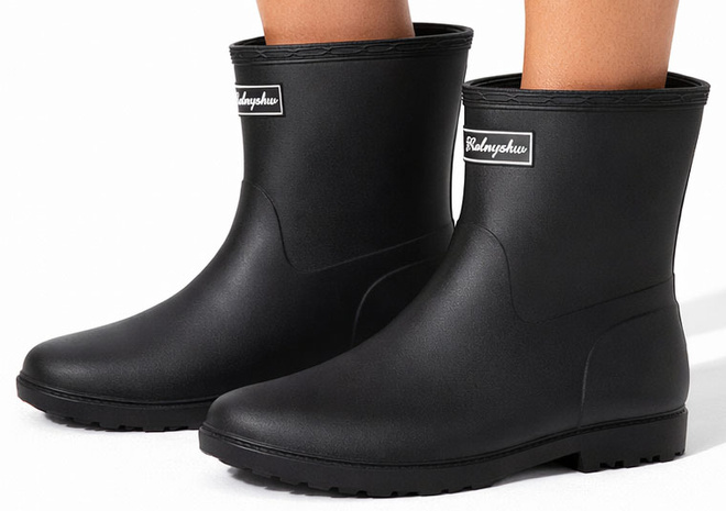 CZARNE WYSOKIE MATOWE KALOSZE OCIEPLANE BOTKI WSUWANE 4