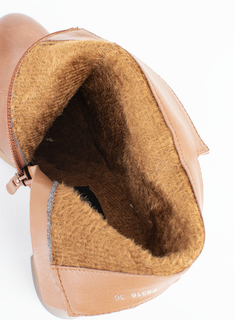 BRĄZOWE DAMSKIE BOTKI NA SŁUPKU SKÓRZANE NA ZAMEK MILWA 6