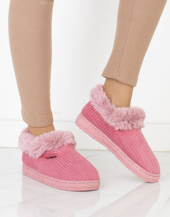 RÓŻOWE OCIEPLANE KAPCIE KLAPKI DOMOWE FUTERKO