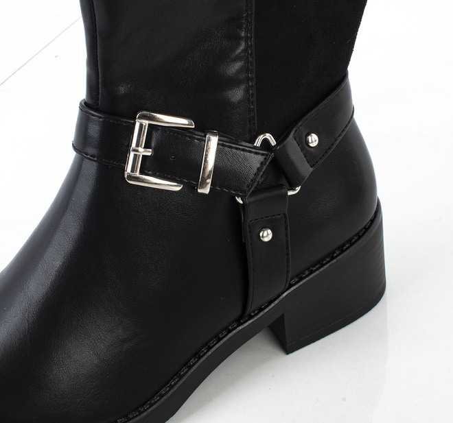 CZARNE DAMSKIE KOZAKI SKÓRZANE NA SŁUPKU OLESSA 8