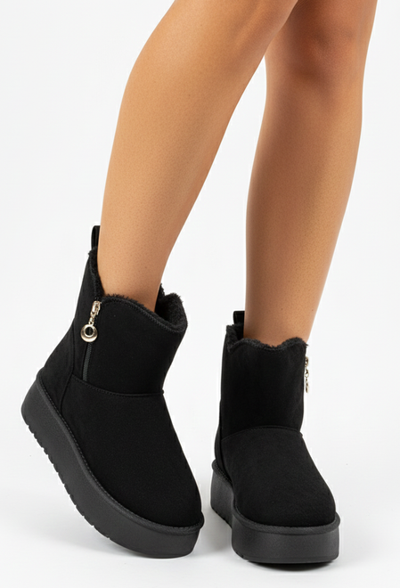 CZARNE OCIEPLANE ŚNIEGOWCE BOTKI NA PLATFORMIE 6