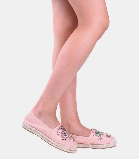 RÓŻOWE BALERINKI ESPADRYLE Z KRYSZTAŁKAMI ANGIE 2