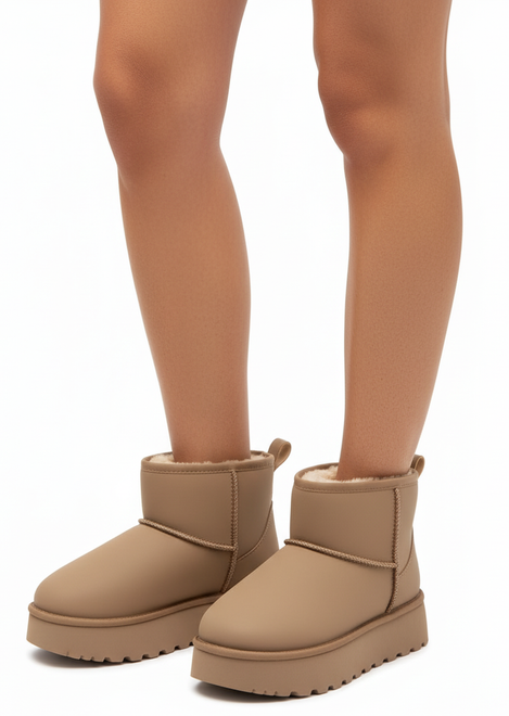 BEŻOWE OCIEPLANE ŚNIEGOWCE BOTKI NA PLATFORMIE NEVELA