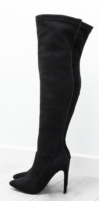 CZARNE KOZAKI ZA KOLANO NA SZPILCE W SZPIC ALISE