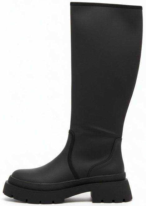 DAMSKIE CZARNE SKÓRZANE KOZAKI NA ZAMEK NA PLATFORMIE 3