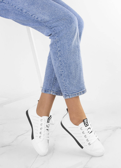 BIAŁE TRAMPKI DAMSKIE TENISÓWKI AŻUROWE MEDISON 6