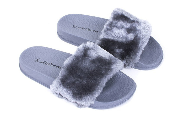 SZARE GUMOWE KLAPKI Z FUTERKIEM RIRI 4