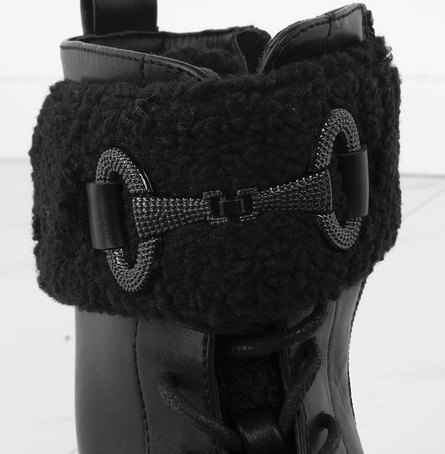 CZARNE BOTKI SKÓRZANE OCIEPLANE TRAPERY ZAMEK GASI 8