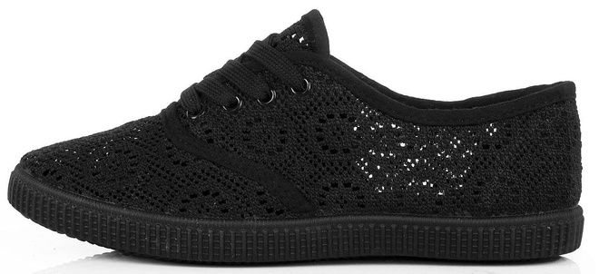 CZARNE TENISÓWKI TRAMPKI KORONKOWE KLASYCZNE 4