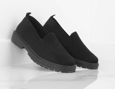 CZARNE TENISÓWKI MOKASYNY KORONKOWE HAPE