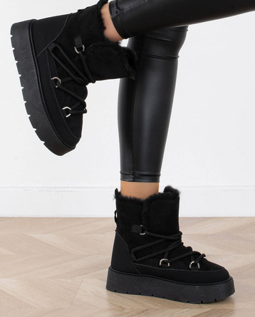 CZARNE OCIEPLANE ŚNIEGOWCE BOTKI NA PLATFORMIE LUPITA