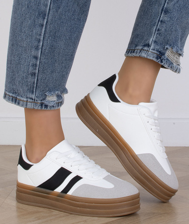 BIAŁE TRAMPKI SNEAKERSY NA PLATFORMIE CUTES