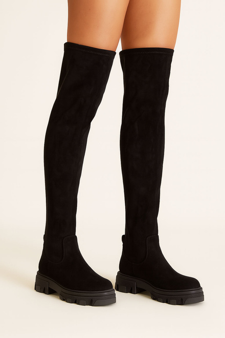 CZARNE ZAMSZOWE KOZAKI NA ZAMEK NA PLATFORMIE NAMIA 2