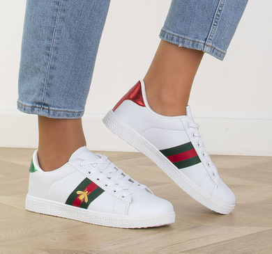 BIAŁE SNEAKERSY TRAMPKI SKÓRZANE RISE