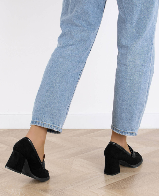 CZARNE PÓŁBUTY NA GRUBYM SŁUPKU KLASYCZNE ADRIEL 7