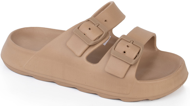 BEŻOWE DAMSKIE KLAPKI WYGODNE NA PLATFORMIE JEREZ 1