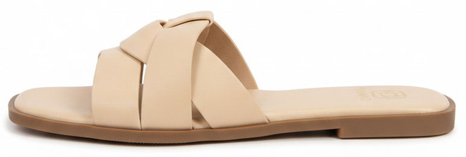 BEŻOWE KLASYCZNE KLAPKI WSUWANE DAMSKIE SKÓRZANE 3