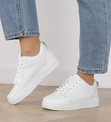 BIAŁE SNEAKERSY TRAMPKI KLASYCZNE NA PLATFORMIE RITA