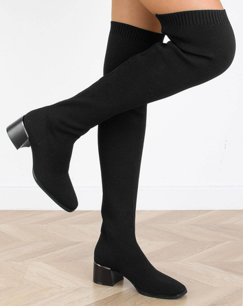 DAMSKIE CZARNE KOZAKI NA SŁUPKU ELASTYCZNA CHOLEWKA PRIM