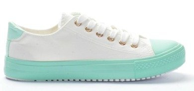 BIAŁE TRAMPKI TENISÓWKI ZIELONY NOSEK 