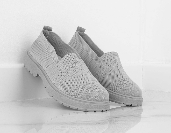 SZARE TENISÓWKI MOKASYNY KORONKOWE HAPE 5