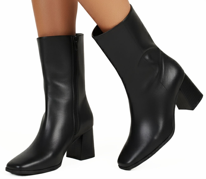 CZARNE DAMSKIE BOTKI NA SŁUPKU SKÓRZANE NA ZAMEK SALASA 4