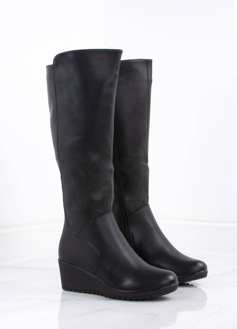 CZARNE OCIEPLANE KOZAKI NA KOTURNIE IRINA 5